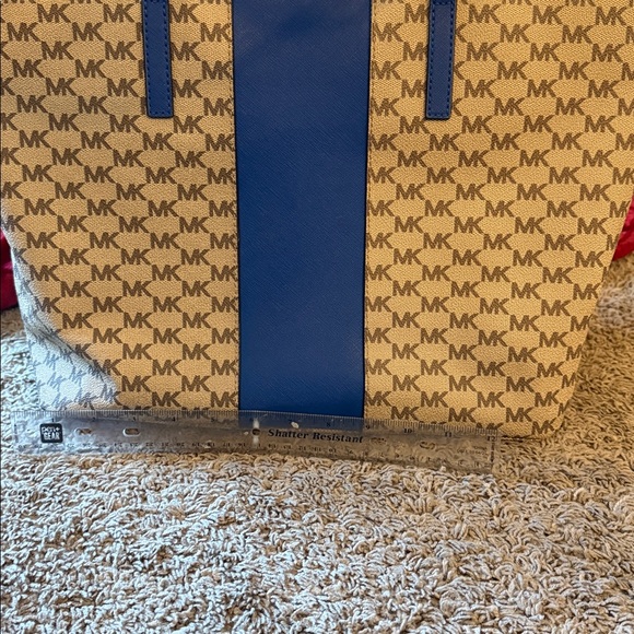 Michael Kors Signature Blue and Tan Tote - Picture 4 of 5